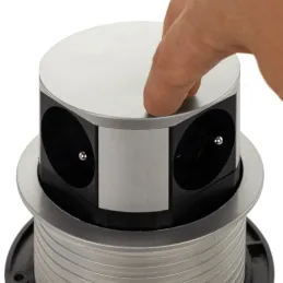 Ausziehbare elektrische Steckdose TETRABOX FRENCH 3x 230V + 2x USB / Aluminium