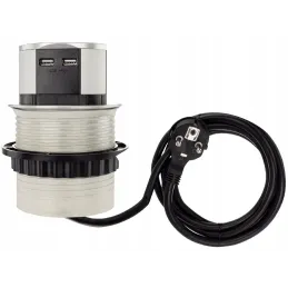 Ausziehbare elektrische Steckdose TETRABOX FRENCH 3x 230V + 2x USB / Aluminium