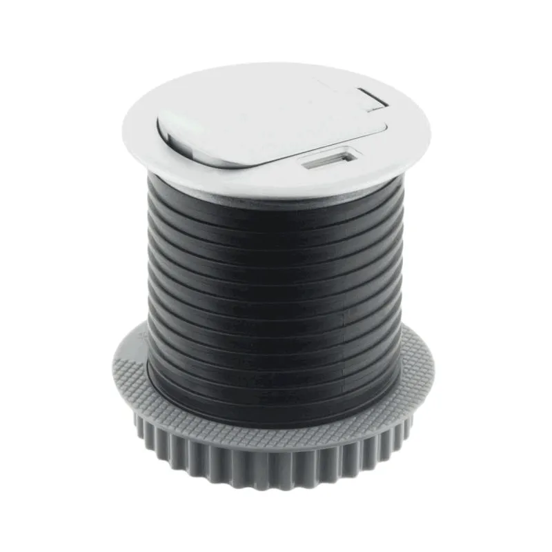 Innen Steckdose in den Tisch COMPACT 1x230V + USB-Ladesteckdose / Aluminium