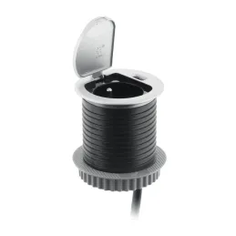 Innen Steckdose in den Tisch COMPACT 1x230V + USB-Ladesteckdose / Aluminium