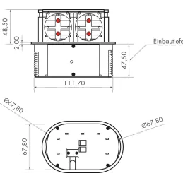Ausziehbare Doppelsteckdose PICCOLINO SCHUKO 2x 230V / Edelstahl