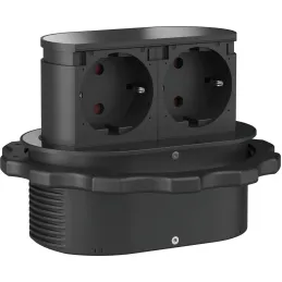 Ausziehbare Doppelsteckdose PICCOLINO SCHUKO 2x 230V / Schwarz