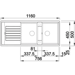 Keramikspüle Blanco ZIA 8 S / Anthrazit
