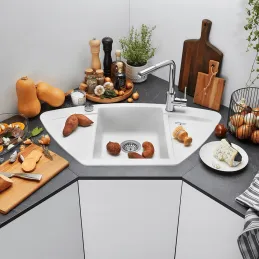 Blanco ZIA 9 E Eckspüle aus Keramik / Anthrazit