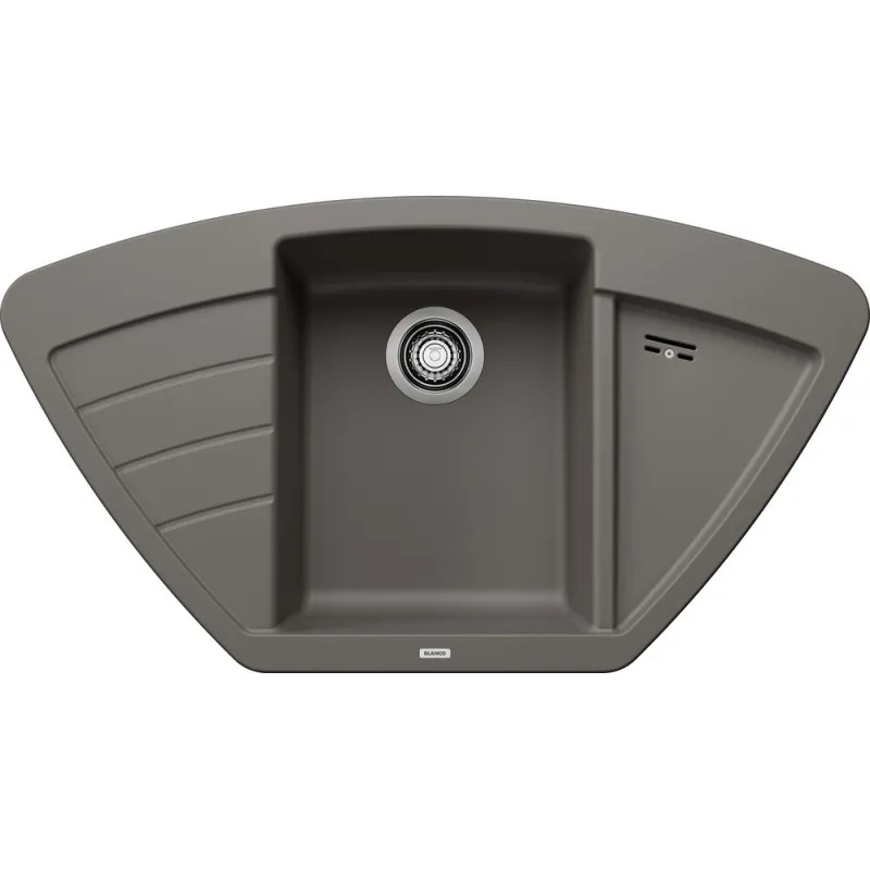 Blanco ZIA 9 E Eckspüle aus Keramik / Vulkan-Grau