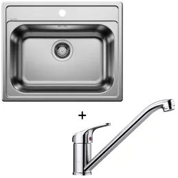 Set Blanco Edelstahlspüle DANA 6 + Armatur DARAS / Glänzendes Chrom
