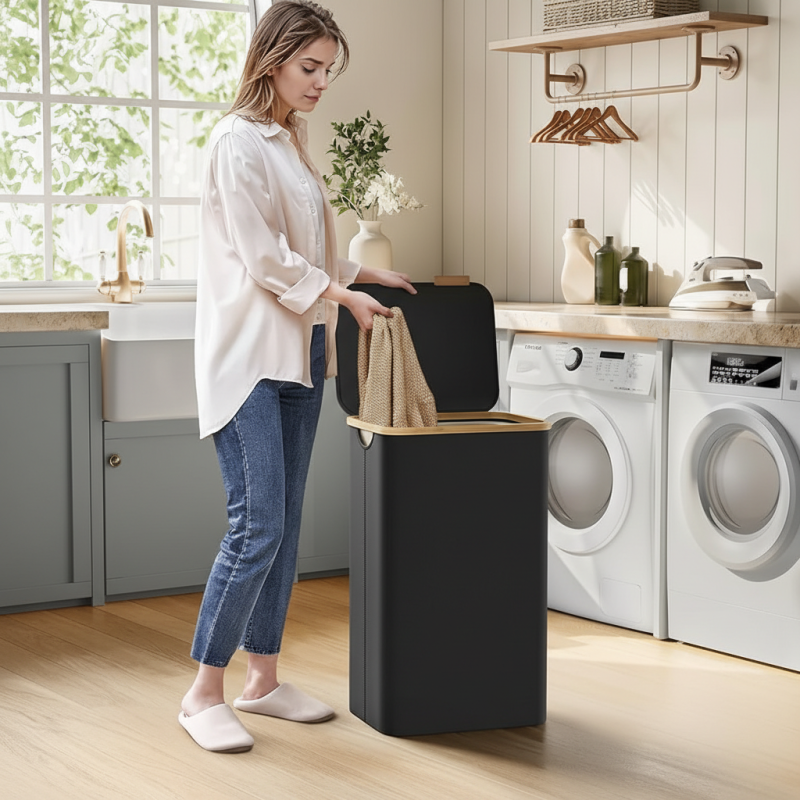 Wäschekorb SOFT 90L / Schwarz