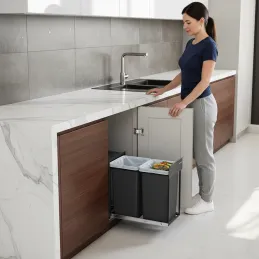 Ausziehbarer Mülleimer GALAXY 300mm - 2 x15L / Schwarz