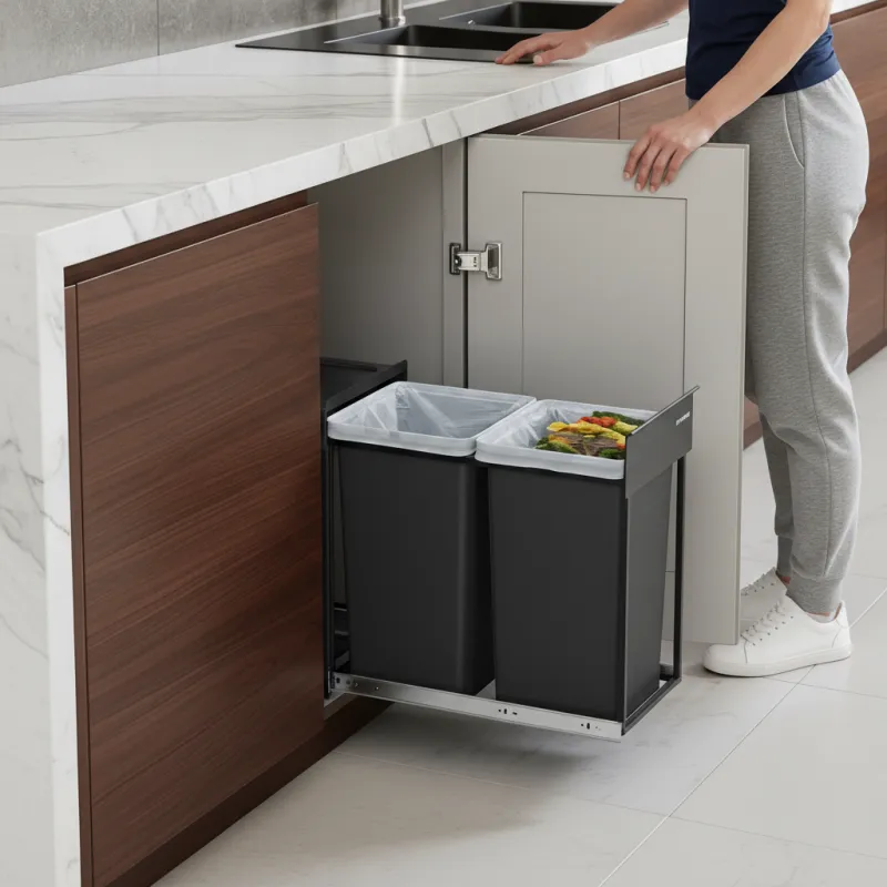 Ausziehbarer Mülleimer GALAXY 300mm - 2 x15L / Schwarz