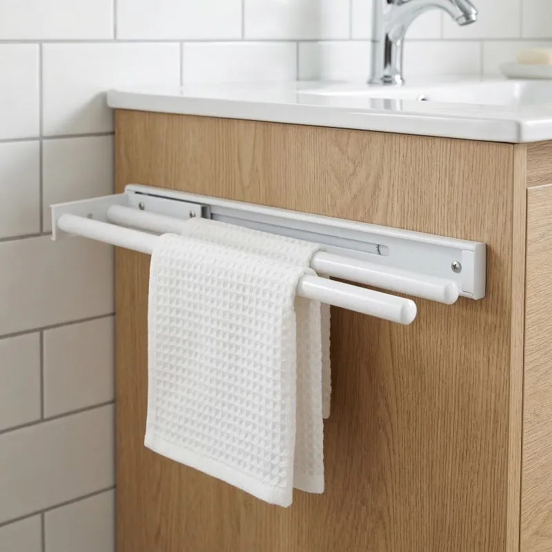 Ausziehbarer Handtuchhalter 2 Armig ARNOLD 440 mm / Weiß matt