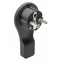 Flacher Steckdosenstecker / Schwarz