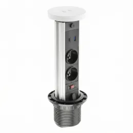 Ausziehbare Steckdose LEGIA FRENCH 2x230V + USB A-C + Licht / Weiß matt