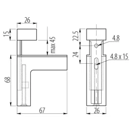 Regalhalter QUADRO / Edelstahl