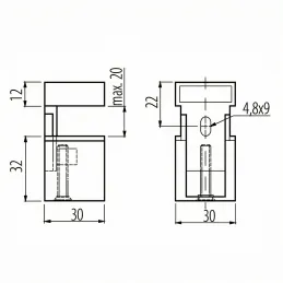 Regalhalter QUADRO Mini / Edelstahl