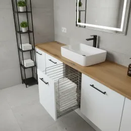 Ausziehbarer Wäschekorb mit Dämpfung und Türbefestigung ORTA / Glänzendes Chrom