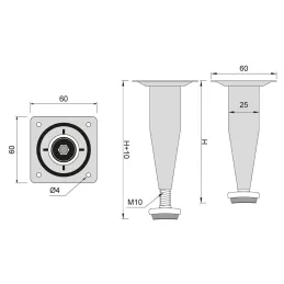Möbelfuß EUROPE / Schwarz matt