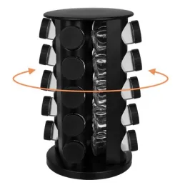 Drehbarer Gewürzorganizer mit 20 Behältern / Schwarz matt