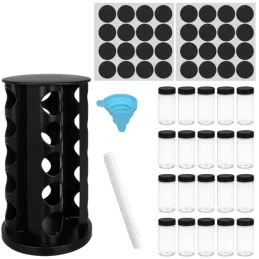 Drehbarer Gewürzorganizer mit 20 Behältern / Schwarz matt