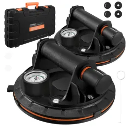 Set 2 Stück Vakuumsauger mit Pumpe und Manometer / Schwarz