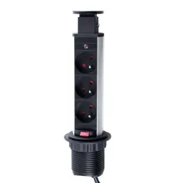 Ausziehbare elektrische Steckdose ASTRA 3x230V FRANZÖSISCH / Aluminium