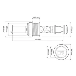 Ausziehbare elektrische Steckdose ASTRA 3x230V FRANZÖSISCH / Weiß