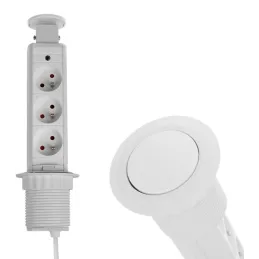 Ausziehbare elektrische Steckdose ASTRA 3x230V FRANZÖSISCH / Weiß