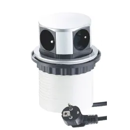 Ausziehbare elektrische Steckdose TETRABOX FRENCH 4x 230V / Aluminium