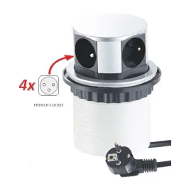Ausziehbare elektrische Steckdose TETRABOX FRENCH 4x 230V / Aluminium