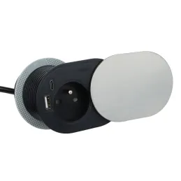Elektrische Steckdose SLIDE 1x230V + 2xUSB FRANZÖSISCH / Edelstahl