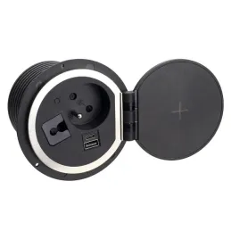 Innensteckdose für Tisch LUPO FRENCH 1x230V + USB A/C - Schwarz