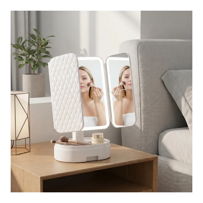 Kosmetikspiegel mit LED-Licht und Organizer MAGNA / Weiß