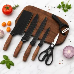 Set aus 6 Küchenmessern mit Schere und Schäler UGO / Schwarz