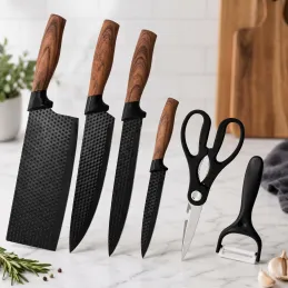Set aus 6 Küchenmessern mit Schere und Schäler UGO / Schwarz
