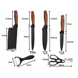 Set aus 6 Küchenmessern mit Schere und Schäler UGO / Schwarz