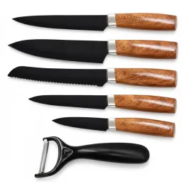 Set 5 Stück Küchenmesser mit Schäler ALIA / Schwarz