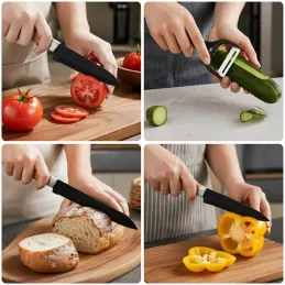 Set 5 Stück Küchenmesser mit Schäler ALIA / Schwarz