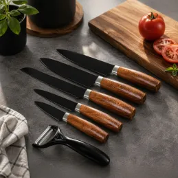 Set 5 Stück Küchenmesser mit Schäler ALIA / Schwarz