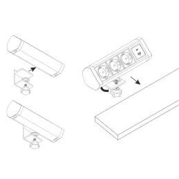 Elektrische Steckdose OFFICE 3x230V + 1xUSB C+A FRANZÖSISCH / Schwarz matt