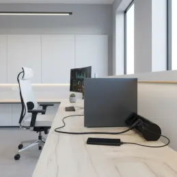 Elektrische Steckdose OFFICE 3x230V + 1xUSB C+A FRANZÖSISCH / Schwarz matt