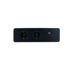 Elektrische Steckdosenleiste EUROBOX 2x230V + 1xUSB C+A SCHUKO / Schwarz matt