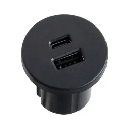 2 x USB A-C Tischladegerät für den Innenbereich 25mm PLUGY / Schwarz matt