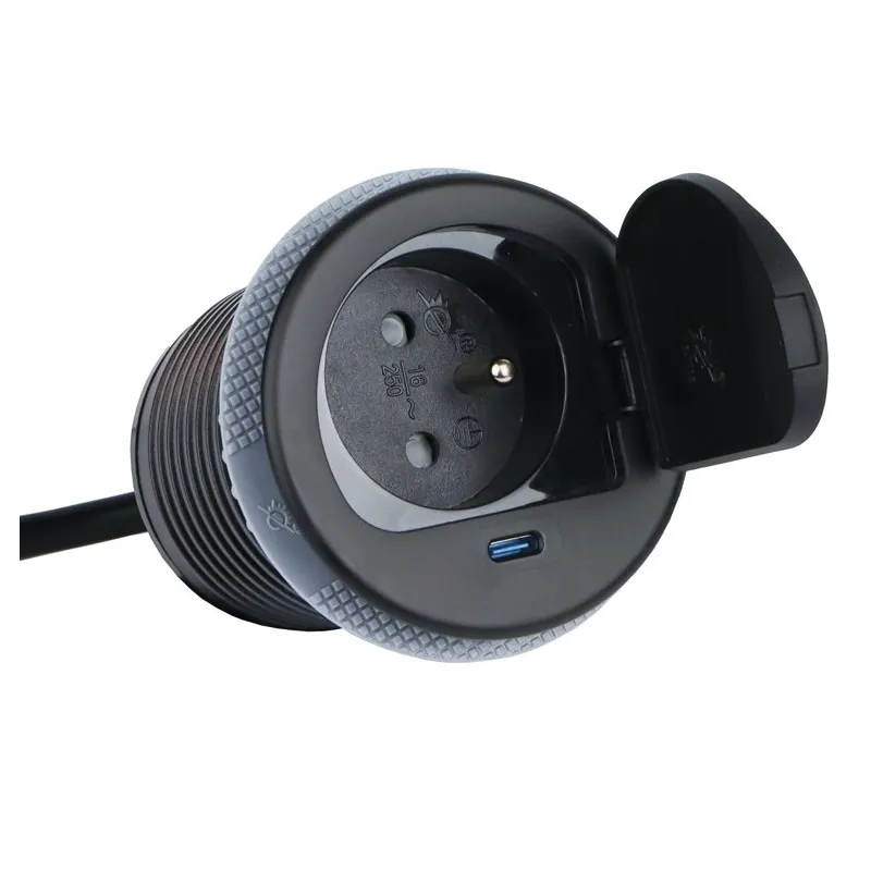 ALPHA BOX FRENCH Innensteckdose 1x230V + USB C / Schwarz matt