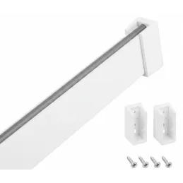 Kleiderstange 1m SLIM für LED-Streifen mit Endkappen / Mattweiß