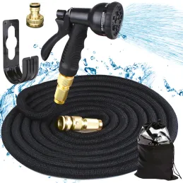 Bewässerungs-Flexi-Gartenschlauch mit Gießaufsatz / Schwarz