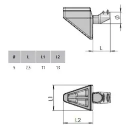 Regalträger für Glas mit Dichtung ELO D5 / Nickel - 10 Stück