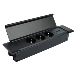 Innen-Steckdosenleiste SLIM BOX SCHUKO 3x 230V + USB / Schwarz matt