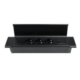 Innen-Steckdosenleiste SLIM BOX SCHUKO 3x 230V + USB / Schwarz matt