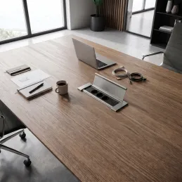SLIM BOX SCHUKO 3-fach Steckdosenleiste für den Innenbereich 230V + USB / Edelstahl