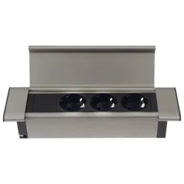 SLIM BOX SCHUKO 3-fach Steckdosenleiste für den Innenbereich 230V / Edelstahl