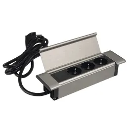 SLIM BOX SCHUKO 3-fach Steckdosenleiste für den Innenbereich 230V / Edelstahl